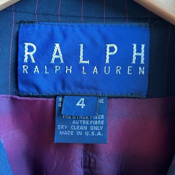 Vintage Ralph by Ralph Lauren Pinstripe Double Breasted Wool Rayon Blazer 4 - Picture 3 of 10